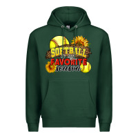 Sports Green Softball Is My Favorite Season Premium Hoodie - LillyAllenDesigns