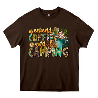 Chocolate Brown Weekends Coffee And Camping Heavy Core Tee - CowhideDigitalArt