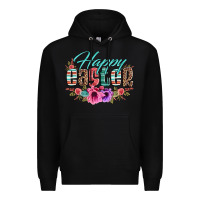 Black happy easter western floral serape leopard Premium Hoodie - Jasminsmagicworld