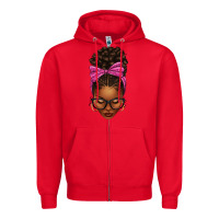Red afro messy bun pink leopard bow Zipper Hoodie - texasbilliewilder
