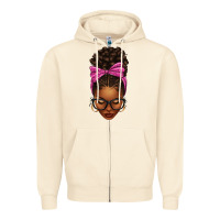 Sandshell afro messy bun pink leopard bow Zipper Hoodie - texasbilliewilder
