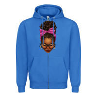 True Royal afro messy bun pink leopard bow Zipper Hoodie - texasbilliewilder