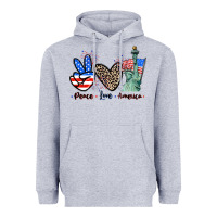 Heather Grey Peace love america 4th of july Heavyweight Hoodie - CowGirlArtShop