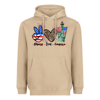 Mushroom Peace love america 4th of july Heavyweight Hoodie - CowGirlArtShop