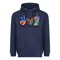 Navy Peace love america 4th of july Heavyweight Hoodie - CowGirlArtShop