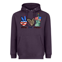 Plum Peace love america 4th of july Heavyweight Hoodie - CowGirlArtShop