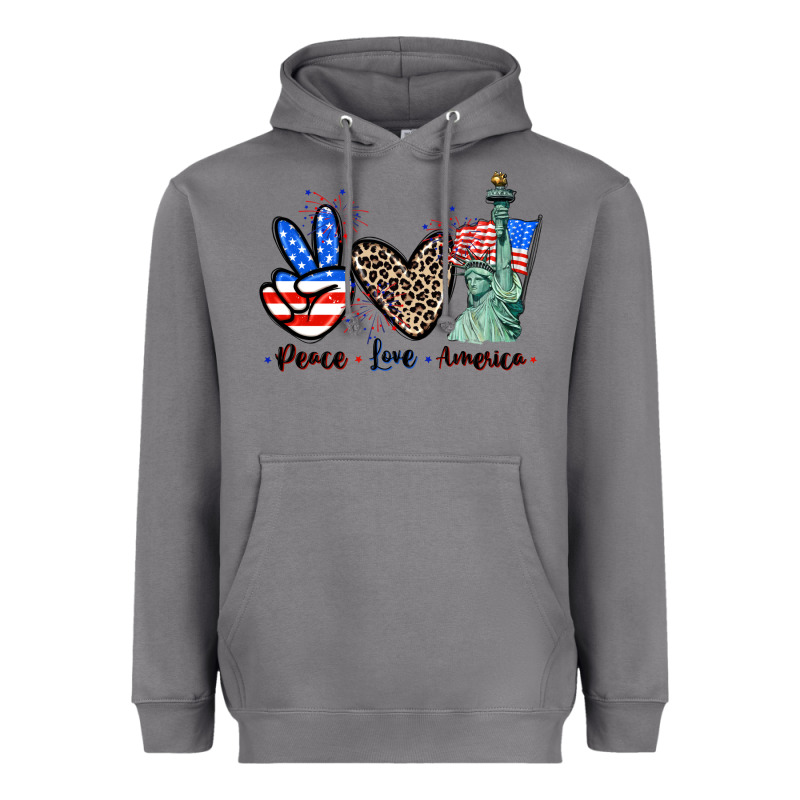 Peace Love America 4th Of July Heavyweight Hoodie by CowGirlArtShop | Teevron