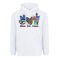 White Peace love america 4th of july Heavyweight Hoodie - CowGirlArtShop