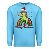 Ocean Blue merry christmas unicorn Premium Sweatshirt - FaDigitalArtStudio