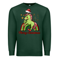Sports Green merry christmas unicorn Premium Sweatshirt - FaDigitalArtStudio