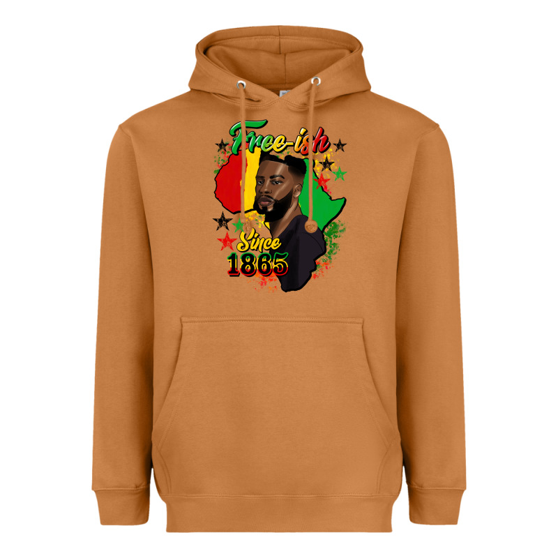 Free Ish Since 1865 Black Man Heavyweight Hoodie by HRA Design Shop | Teevron