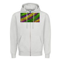 Dove Grey Mardi Gras Leopard Zipper Hoodie - RanaPortraitStore