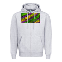 Heather Grey Mardi Gras Leopard Zipper Hoodie - RanaPortraitStore