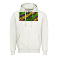 Oatmeal Heather Mardi Gras Leopard Zipper Hoodie - RanaPortraitStore