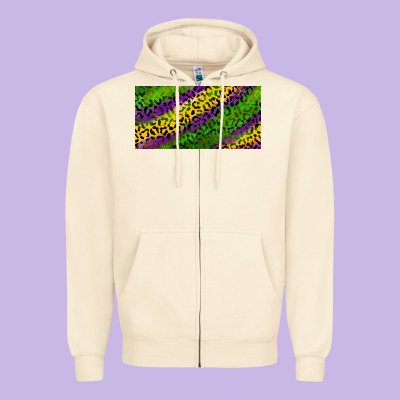 Zipper Hoodie Mardi Gras Leopard