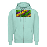 Seafoam Mardi Gras Leopard Zipper Hoodie - RanaPortraitStore