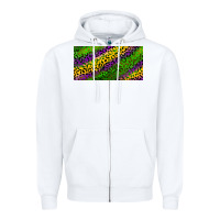 White Mardi Gras Leopard Zipper Hoodie - RanaPortraitStore