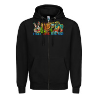 Black peace love free bird Zipper Hoodie - Zillion Design Studio