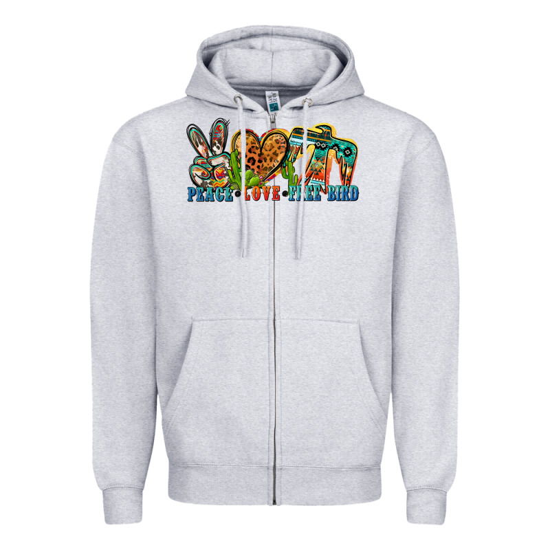 Peace Love Free Bird Zipper Hoodie by Zillion Design Studio | Teevron