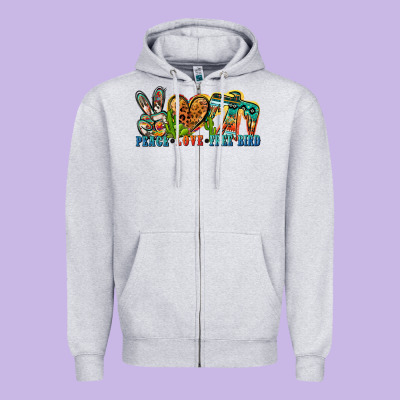 Peace Love Free Bird Zipper Hoodie Designed By Zillion Design Studio