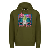 Army Green happy easter gnomes farm truck Premium Hoodie - Jasminsmagicworld