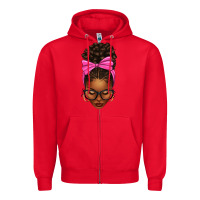 Red afro messy bun pink bow Zipper Hoodie - texasbilliewilder