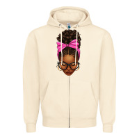 Sandshell afro messy bun pink bow Zipper Hoodie - texasbilliewilder
