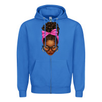 True Royal afro messy bun pink bow Zipper Hoodie - texasbilliewilder