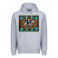 Heather Grey western baby cow turquoise gemstones  leopards Premium Hoodie - BarkalooDesign