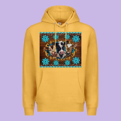 Western Baby Cow Turquoise Gemstones  Leopards Premium Hoodie Designed By Barkaloodesign