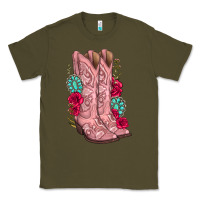 Army Green floral cowgirl boots Classic Tee - texasbilliewilder