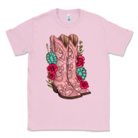 Bubblegum Pink floral cowgirl boots Classic Tee - texasbilliewilder