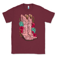 Burgundy floral cowgirl boots Classic Tee - texasbilliewilder