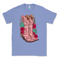 Colony Blue floral cowgirl boots Classic Tee - texasbilliewilder