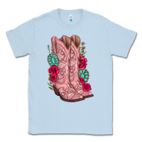 Dusty Blue floral cowgirl boots Classic Tee - texasbilliewilder