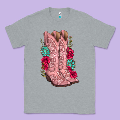 Classic Tee floral cowgirl boots