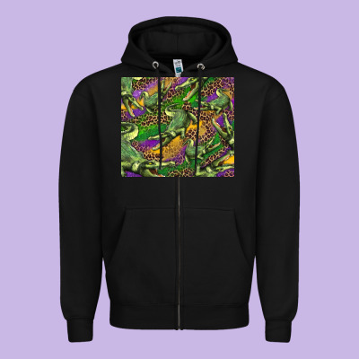 Zipper Hoodie mardi gras louisiana crocodile leopard