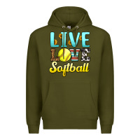 Army Green live love softball Premium Hoodie - LillyAllenDesigns