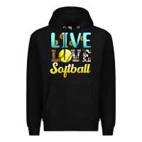 Black live love softball Premium Hoodie - LillyAllenDesigns