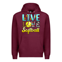 Burgundy live love softball Premium Hoodie - LillyAllenDesigns