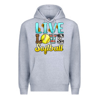 Heather Grey live love softball Premium Hoodie - LillyAllenDesigns
