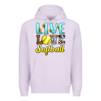 Lilac live love softball Premium Hoodie - LillyAllenDesigns