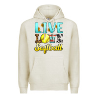 Oatmeal Heather live love softball Premium Hoodie - LillyAllenDesigns