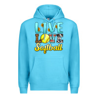 Ocean Blue live love softball Premium Hoodie - LillyAllenDesigns