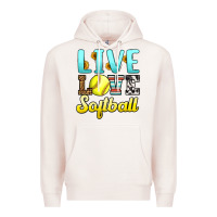 Pale Pink live love softball Premium Hoodie - LillyAllenDesigns