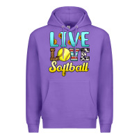 Purple live love softball Premium Hoodie - LillyAllenDesigns