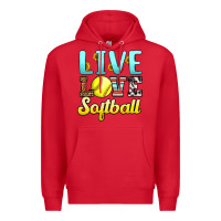 Red live love softball Premium Hoodie - LillyAllenDesigns