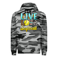 Slate Camo live love softball Premium Hoodie - LillyAllenDesigns