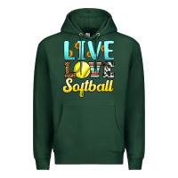 Sports Green live love softball Premium Hoodie - LillyAllenDesigns
