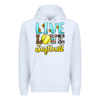 White live love softball Premium Hoodie - LillyAllenDesigns